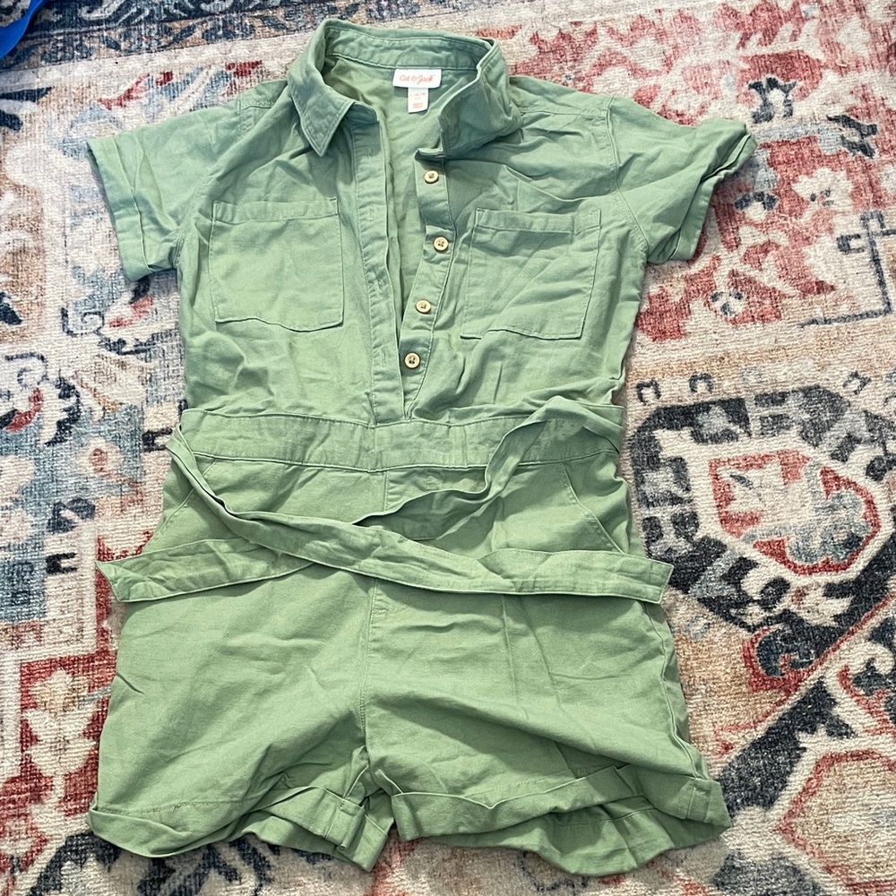 Cat & Jack Green Button-Up Romper